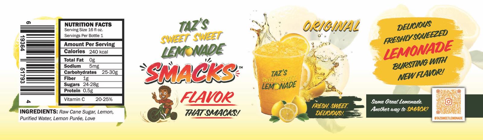 Nutritional Facts Label - Taz's Sweet Sweet Lemonade